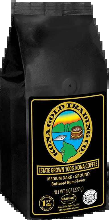 100% Kona Coffee, Medium/Dark Buttered Rum