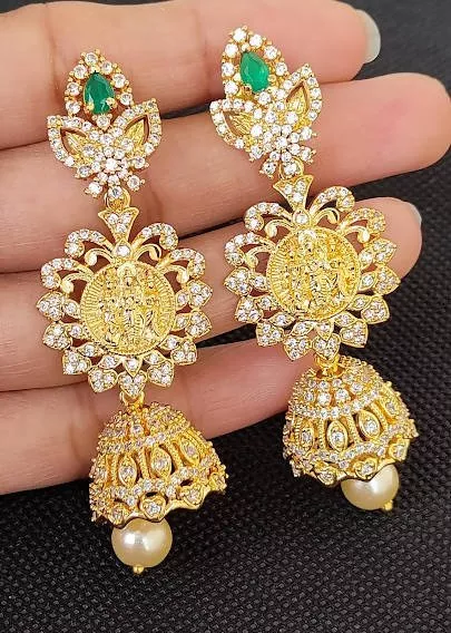AD Emeralds Designer 4 in 1 Earrings