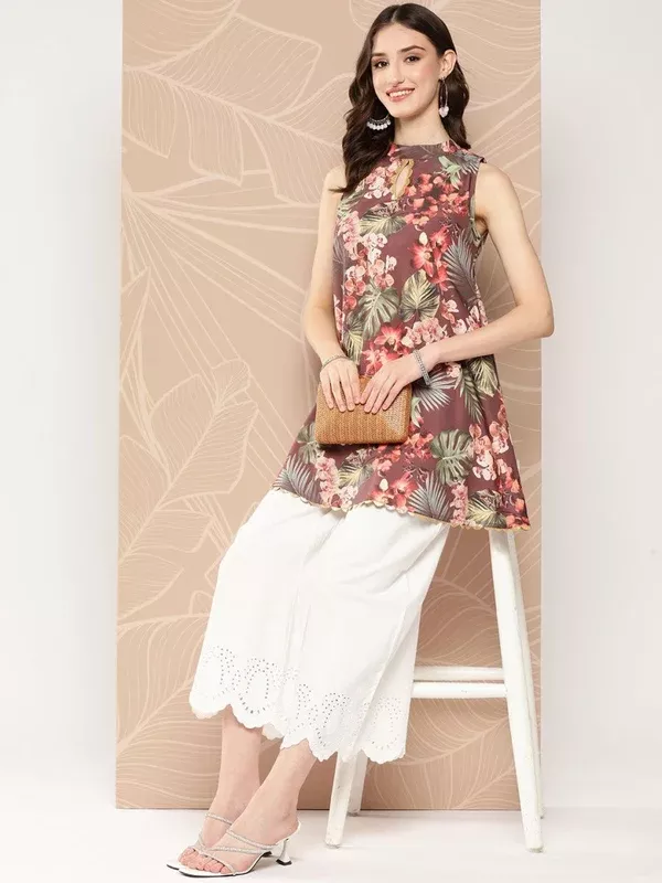Ahalyaa Halter Neck Printed Tunic - S