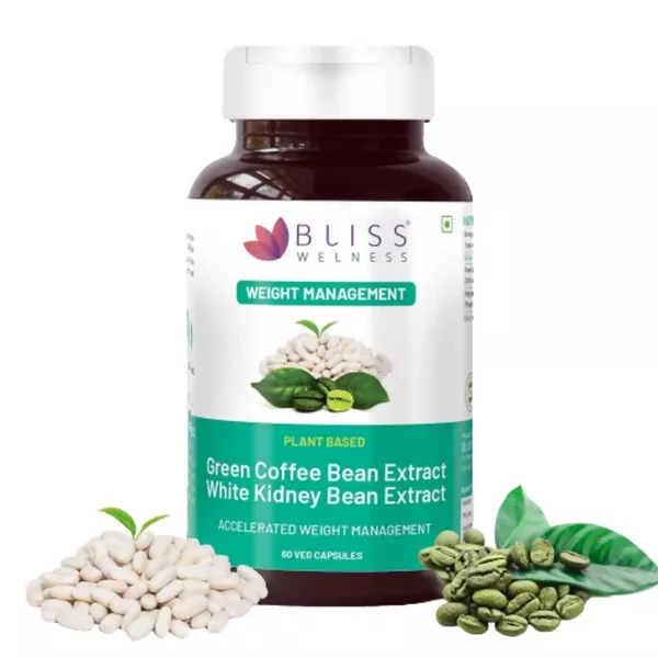 Bliss Welness Green Coffee Bean Extract White Kidney Bean Extract Capsules - 60 caps