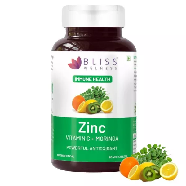 Bliss Welness Zinc Vitamin C+ Moringa Tablets - 60 tabs