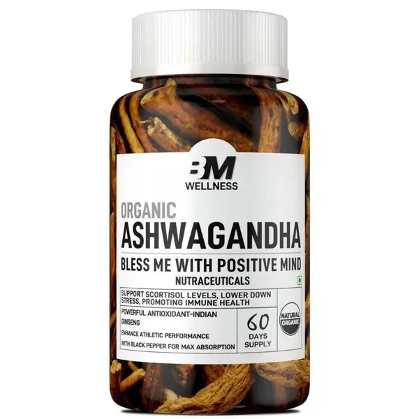 BM Wellness Ashwagandha Organic 800 mg Tablets - 60 tabs