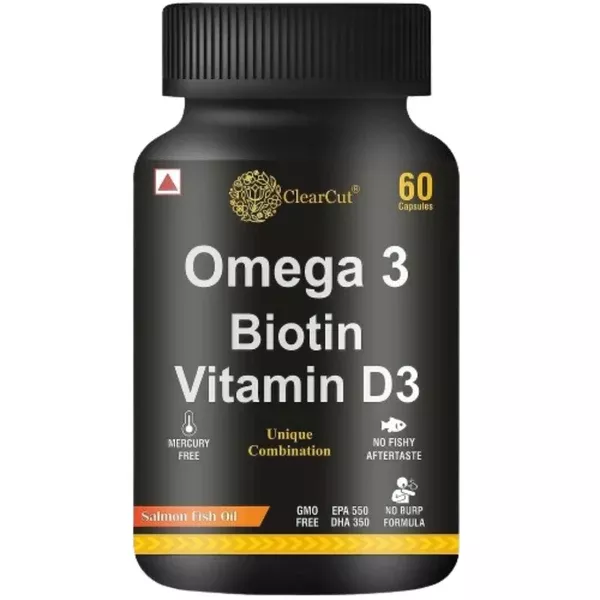 ClearCut Omega 3 Biotin Vitamin D3 Capsules - 60 caps