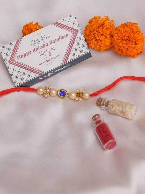 Designer kundan Rakhi - Ruby Raang - One Size