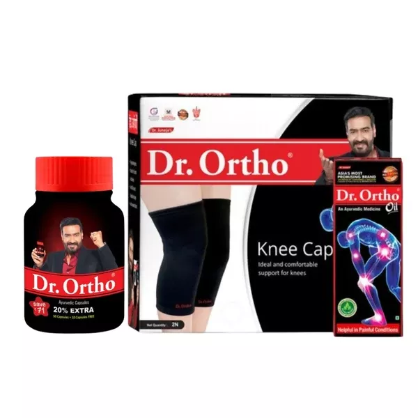 Dr. Ortho Ayurvedic Oil, Capsules & Knee Cap Combo - combo
