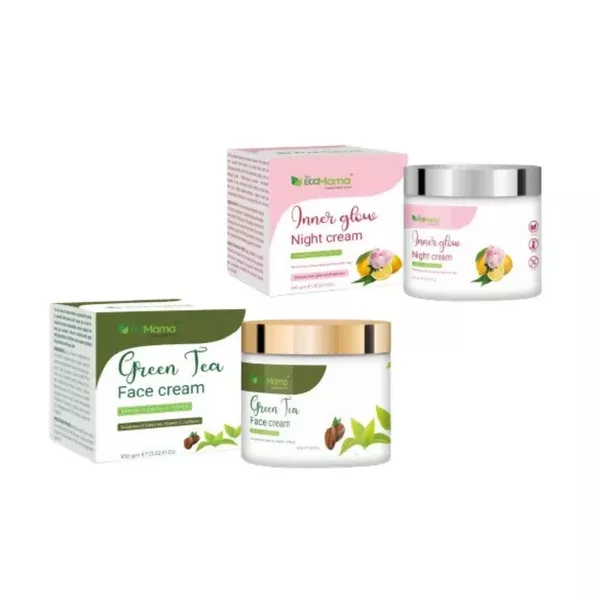 The Eco Mama Green Tea Face Cream & Inner Glow Night Cream Combo - combo
