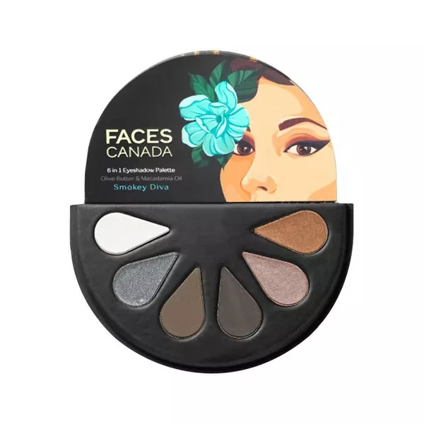 Faces Canada 6 In 1 Eyeshadow Palette - Smokey Diva - 6 gm