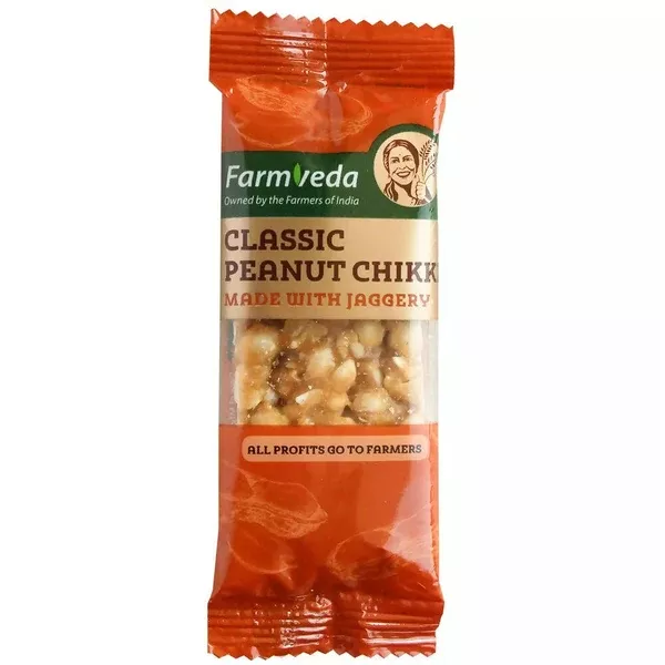 Farmveda Classic Peanut Chikki-Made With Jaggery - 25 gm - Pack of 10