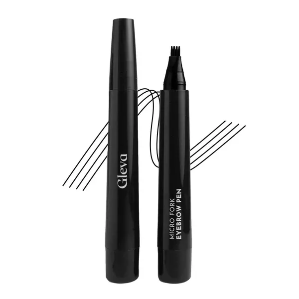 Gleva Eyebrow Pen with 4 Micro-Fork Tip Applicator - Black - 1 gm