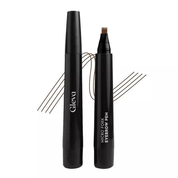 Gleva Eyebrow Pen with 4 Micro-Fork Tip Applicator - Dark Brown - 1 gm