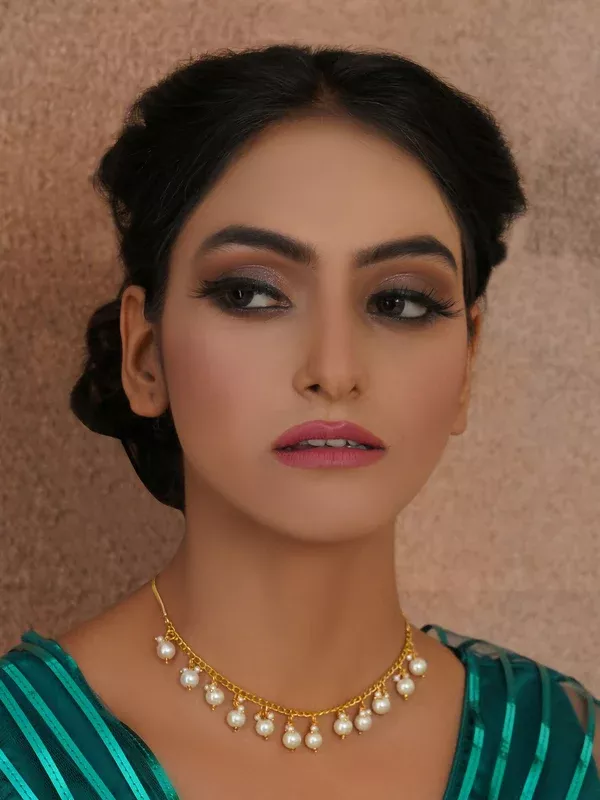 Golden Pearl Neckpiece (Gold) - Ruby Raang - One Size