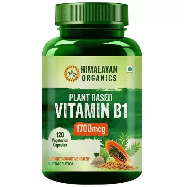 Himalayan Organics Plant-Based Vitamin B1 Capsules - 120 caps