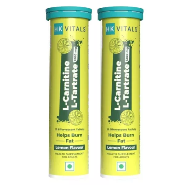 HK Vitals L-carnitine L-tartrate Effervescent Tablets (Lemon) - 15 tabs - Pack of 2