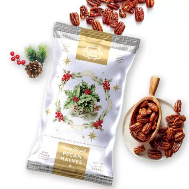 Honey Glazed Pecans - 1 lb Holiday Bag