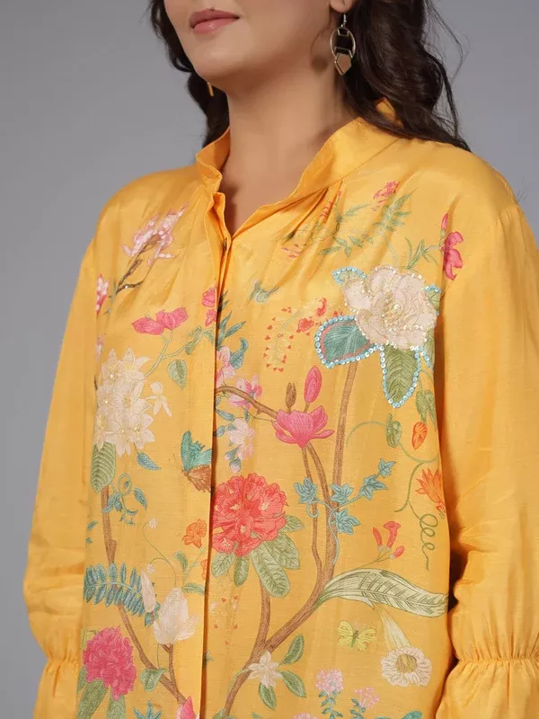 Juniper Women Yellow Muslin Printed Tunic - M