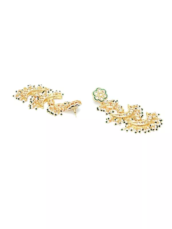 Kundan Earrings (Gold) - Ruby Raang - One Size
