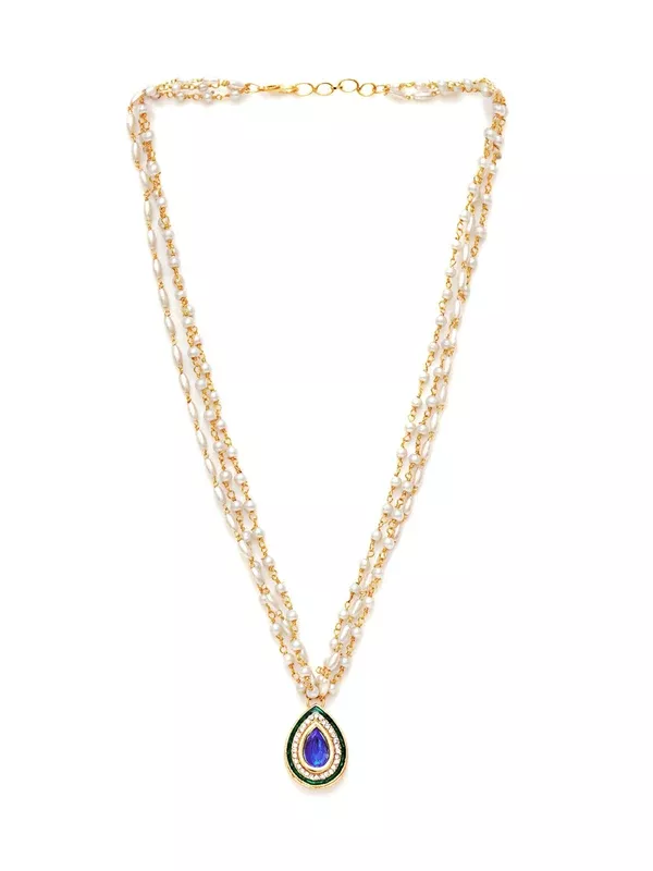 Kundan Necklace (Gold) - Ruby Raang - One Size