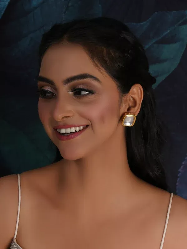 Kundan Studs (Gold) - Ruby Raang - One Size
