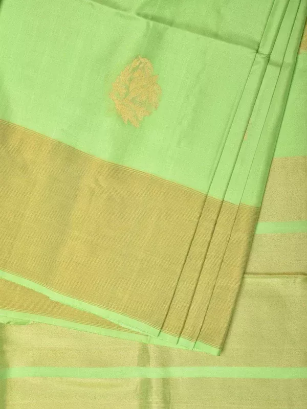 Light Green Uppada Silk Handloom Saree with Nilamabri Buta Design - Global Threads