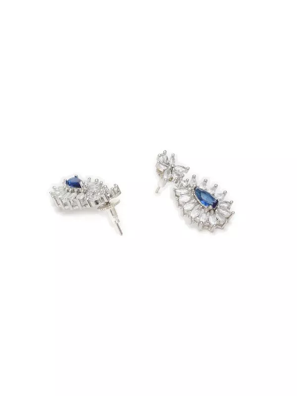 Long kundan earring (Blue) - Ruby Raang - One Size