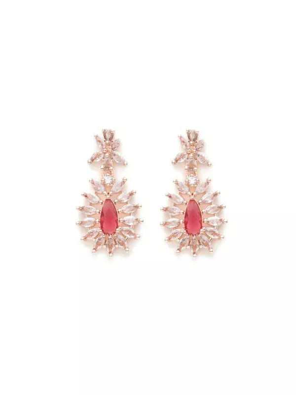 Long kundan earring (Red) - Ruby Raang - One Size