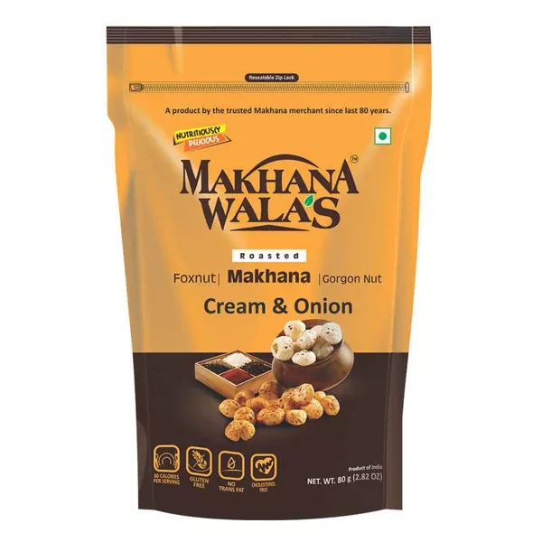 Makhanawala's Roasted Makhana Cream & Onion - 80 gm