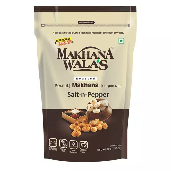 Makhanawala's Roasted Makhana Salt & Pepper - 80 gm