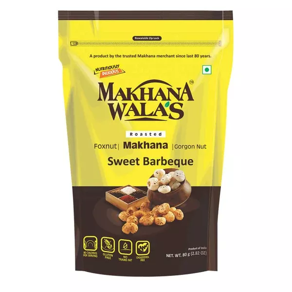 Makhanawala's Roasted Makhana Sweet Barbeque - 80 gm