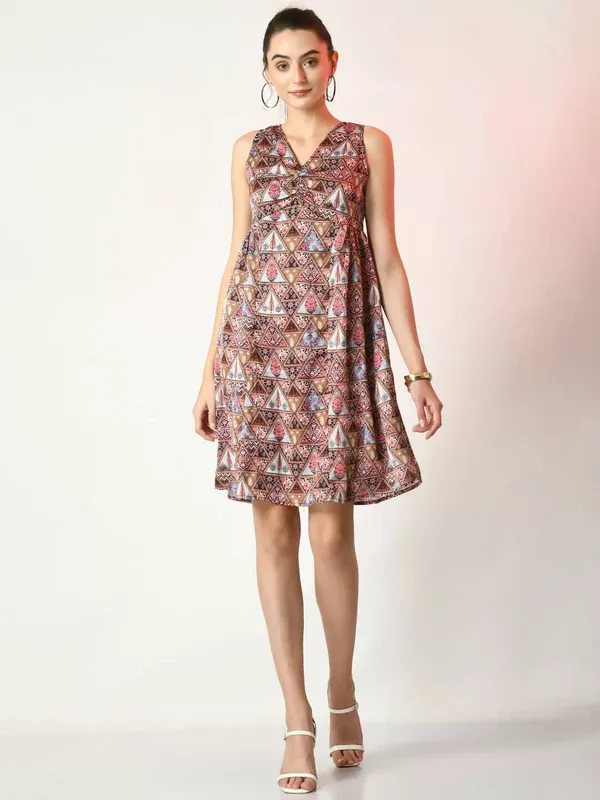 Myshka Women's Multi A-Line Printed Dress - S