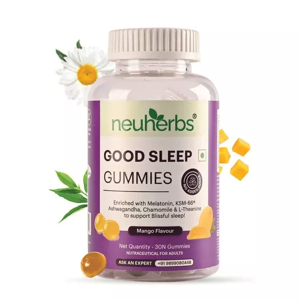 Neuherbs Good Sleep Gummies (No Added Sugar) - Mango Flavor - 30 gummies