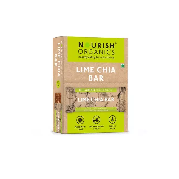 Nourish Organics Lime Chia Bar - (30 gm*6 chocolate Bars) Pack