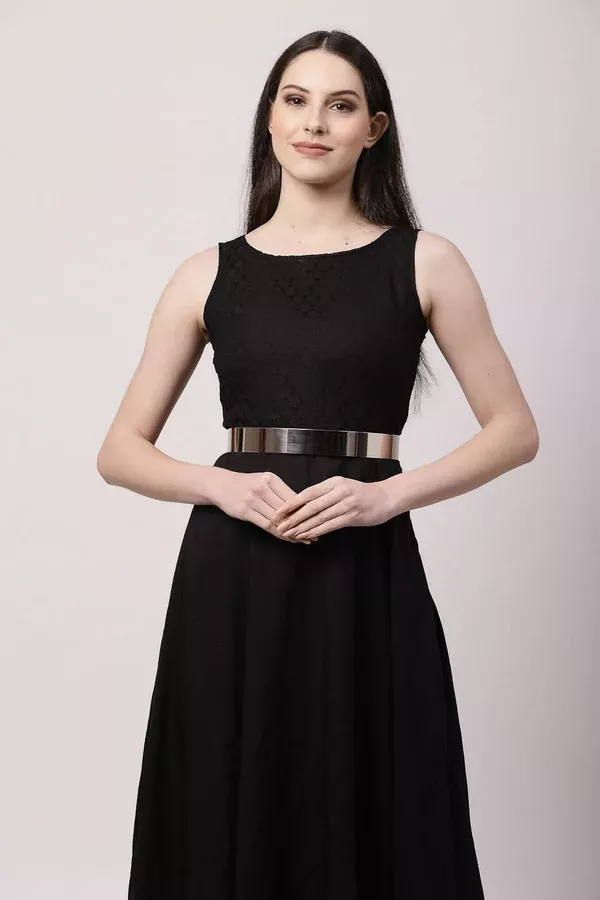 NVR Women Circular Silver Plated Adjustable Broad Belt - 34