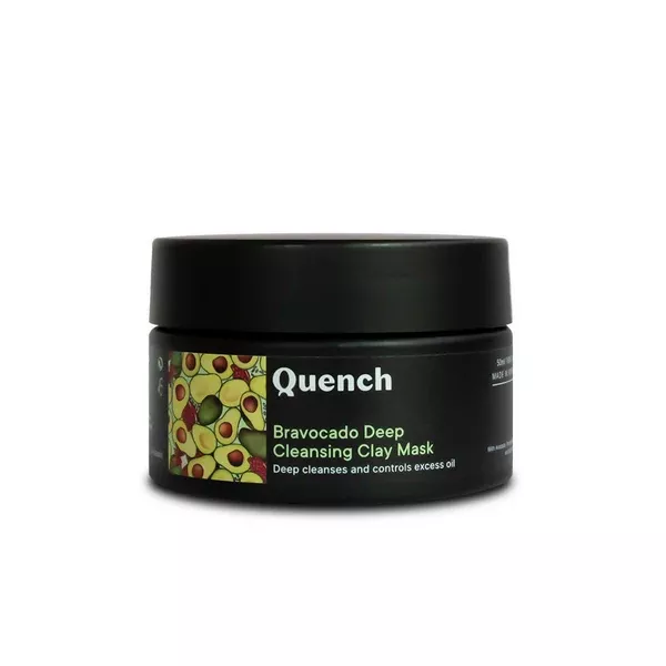 Quench Vitamin E Deep Cleansing Clay Mask with Avocado Removes Impurities & Refines Pores - 50 ml