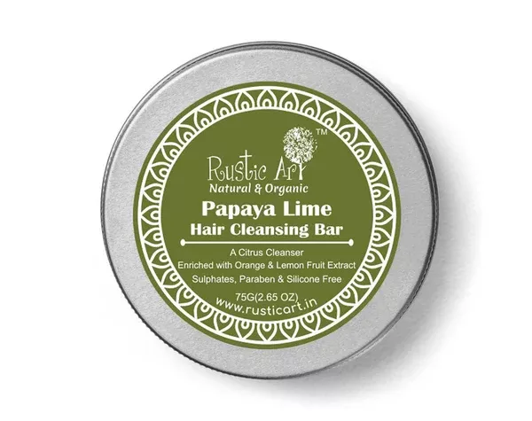 Rustic Art Papaya Lime Hair Cleansing Bar - 75 gm