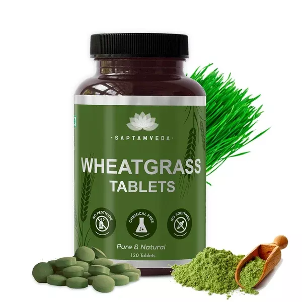 Saptamveda Organic Wheat Grass Tablets - 120 tabs
