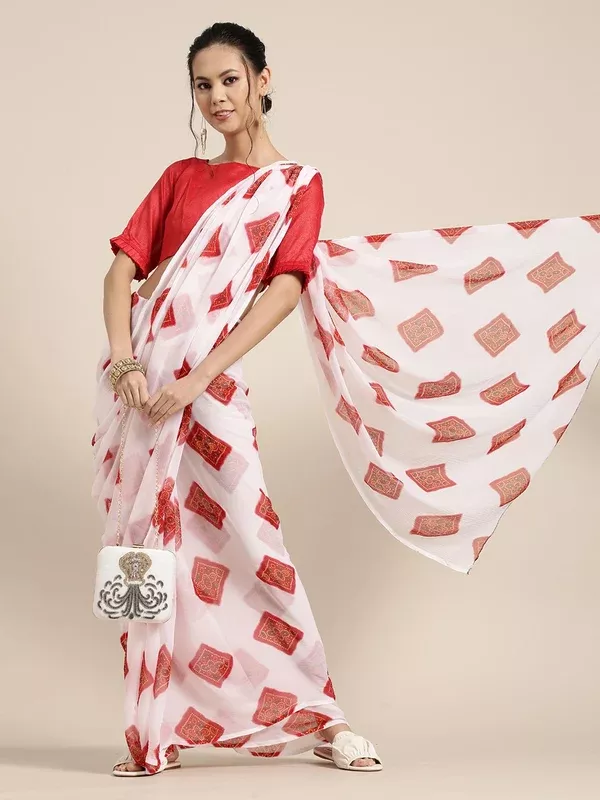 Saree Mall Bandhani Poly Chiffon Saree