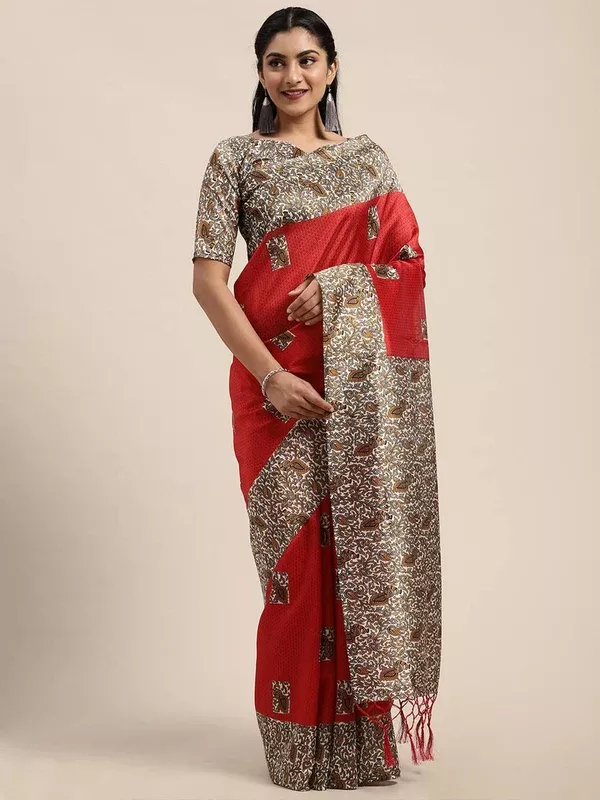 Saree Mall Red Art Silk Sarees
