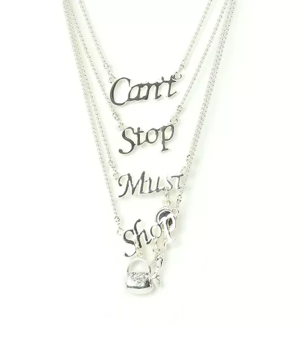 Silver-Plated Alloy Quotation Layered Necklace - The Pari
