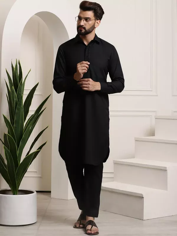 Sojanya Cotton Linen Kurta With Pyjamas - M