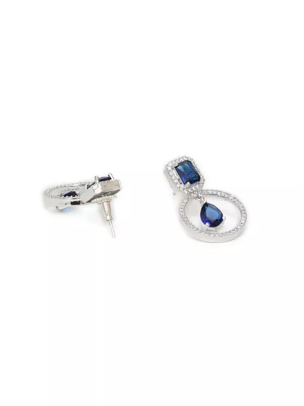 Stone kundan earrings (Blue) - Ruby Raang - One Size