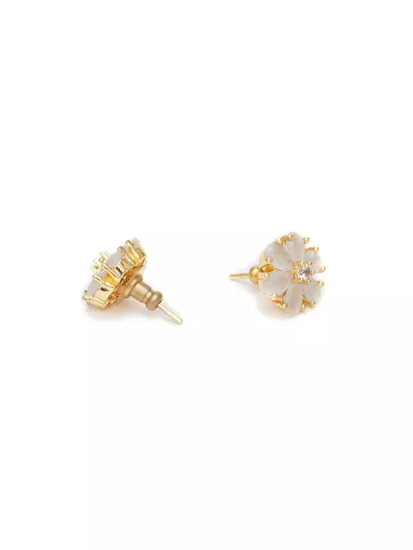 stone stud (white) - Ruby Raang - One Size