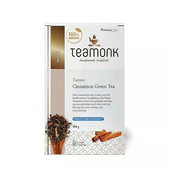 Teamonk Nilgiris Taizen Cinnamon Green Tea Leaves (50 Cups) - 100 gm