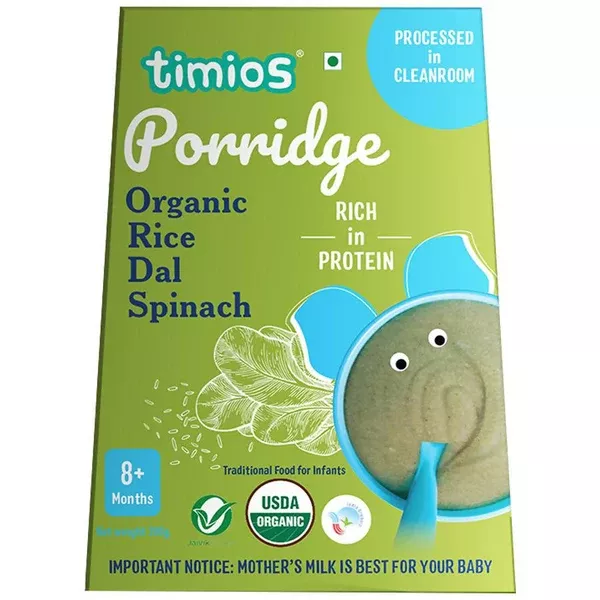 Timios Organic Rice Dal Spinach Porridge - 200 gm