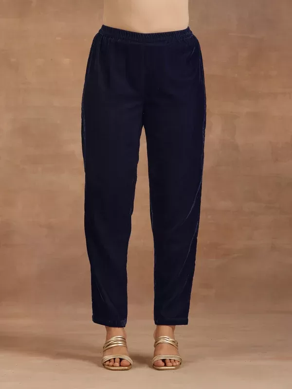 trueBrowns Midnight Blue Velvet Pant - 2XS