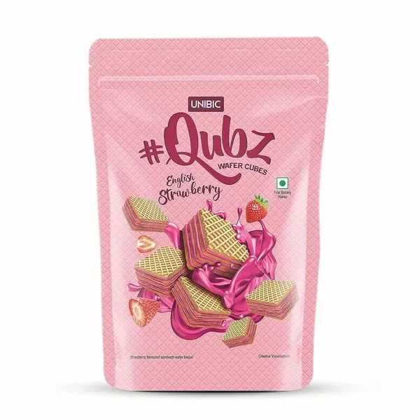 Unibic Qubz Wafer Biscuits Strawberry Flavour - 150 gm