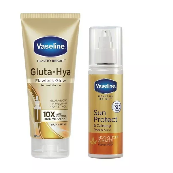 Vaseline Gluta Hya & Sun Protect Calming Body Serum Combo - combo