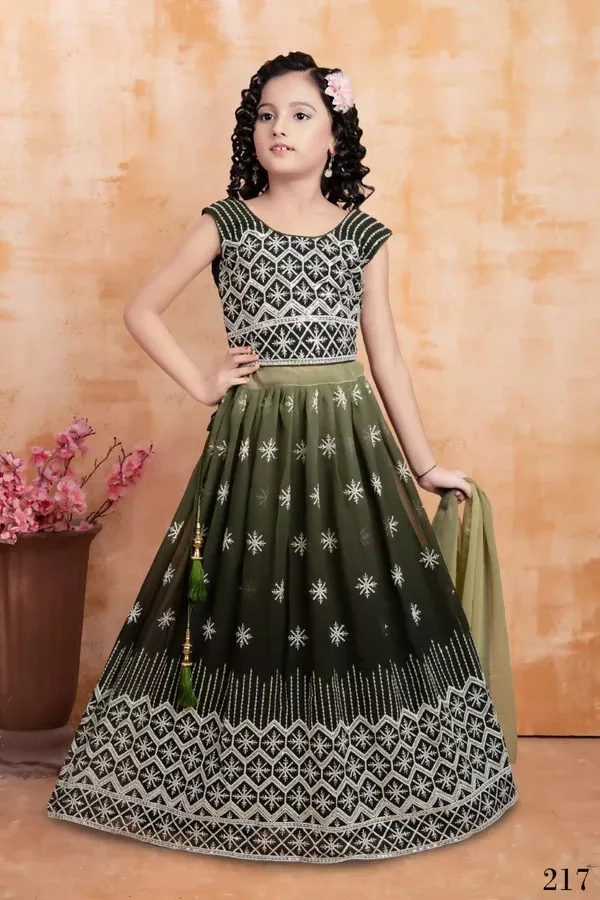 Wedding Designer Mahendi Georgette Kidswear Lehenga - Aaradhna - 24
