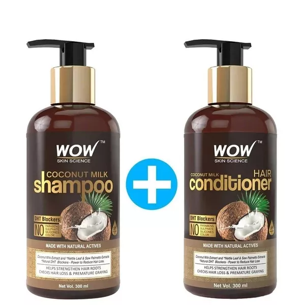 Wow Skin Science Coconut Milk Shampoo & Hair Conditioner - Combo