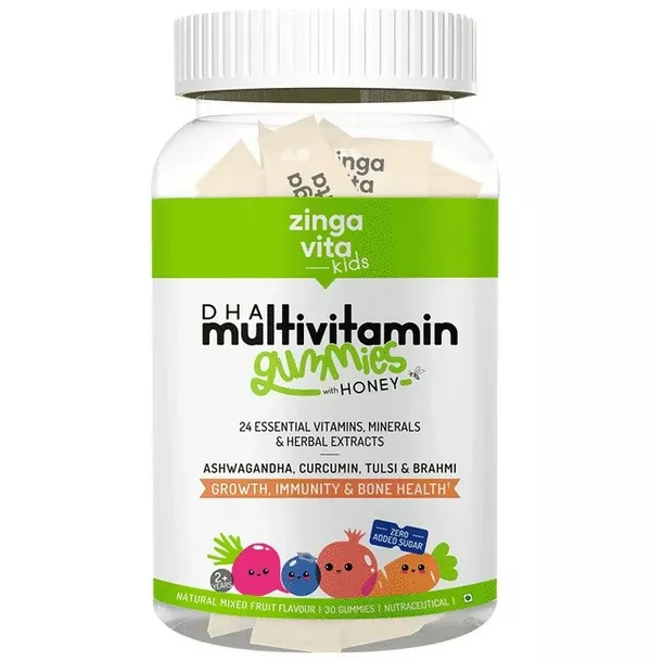 Zingavita DHA Multivitamin Gummies with Honey for Kids (2+ yrs) - Mixed Fruit - 30 gummies