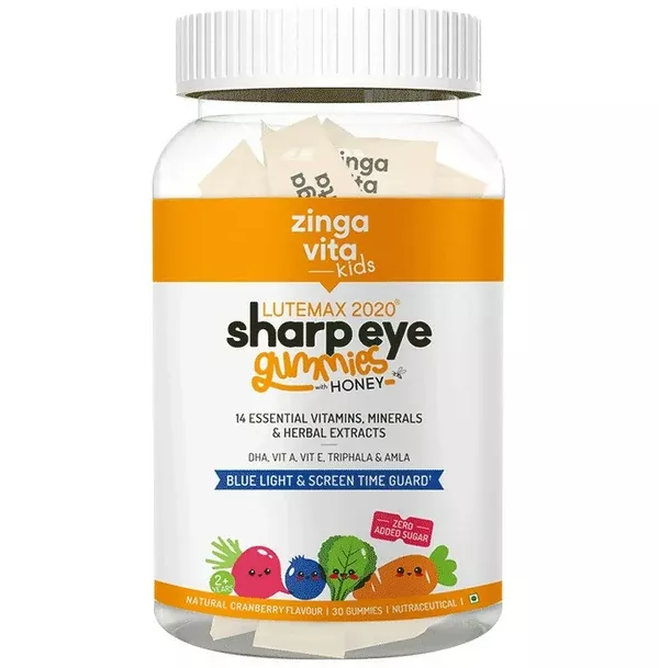 Zingavita Sharp Eye Gummies with Honey for Kids (2+ years) - Cranberry Flavor - 30 gummies